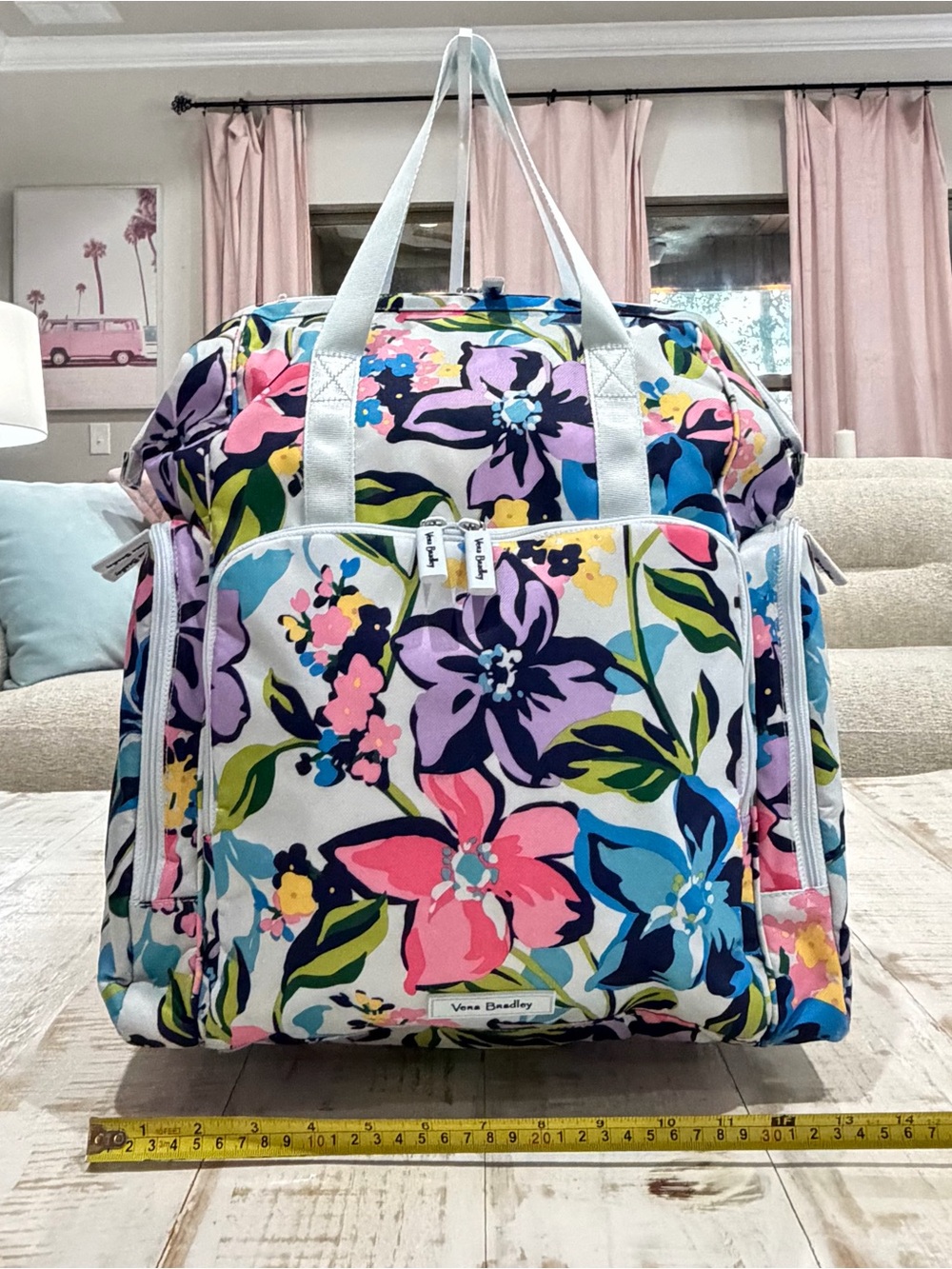 Vera Bradley Diaper Bag Cooler Marian Floral Baby Backpack Retired Rare Pink